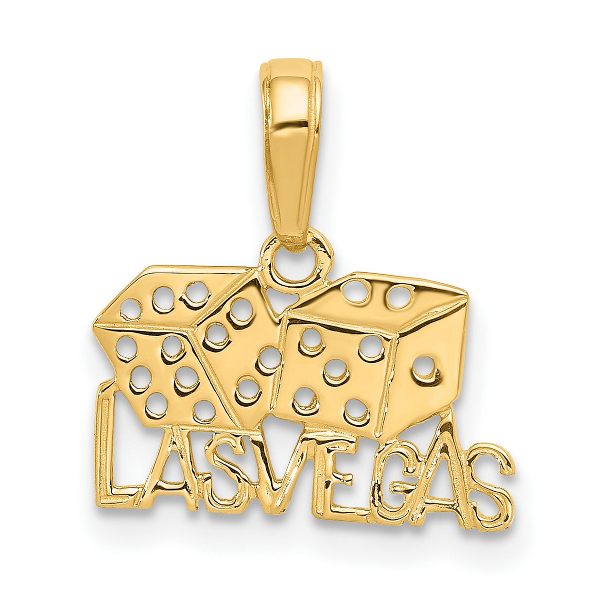 10k Yellow Gold Dice Pendant, Lucky Casino Charm, Las Vegas Gambling Theme