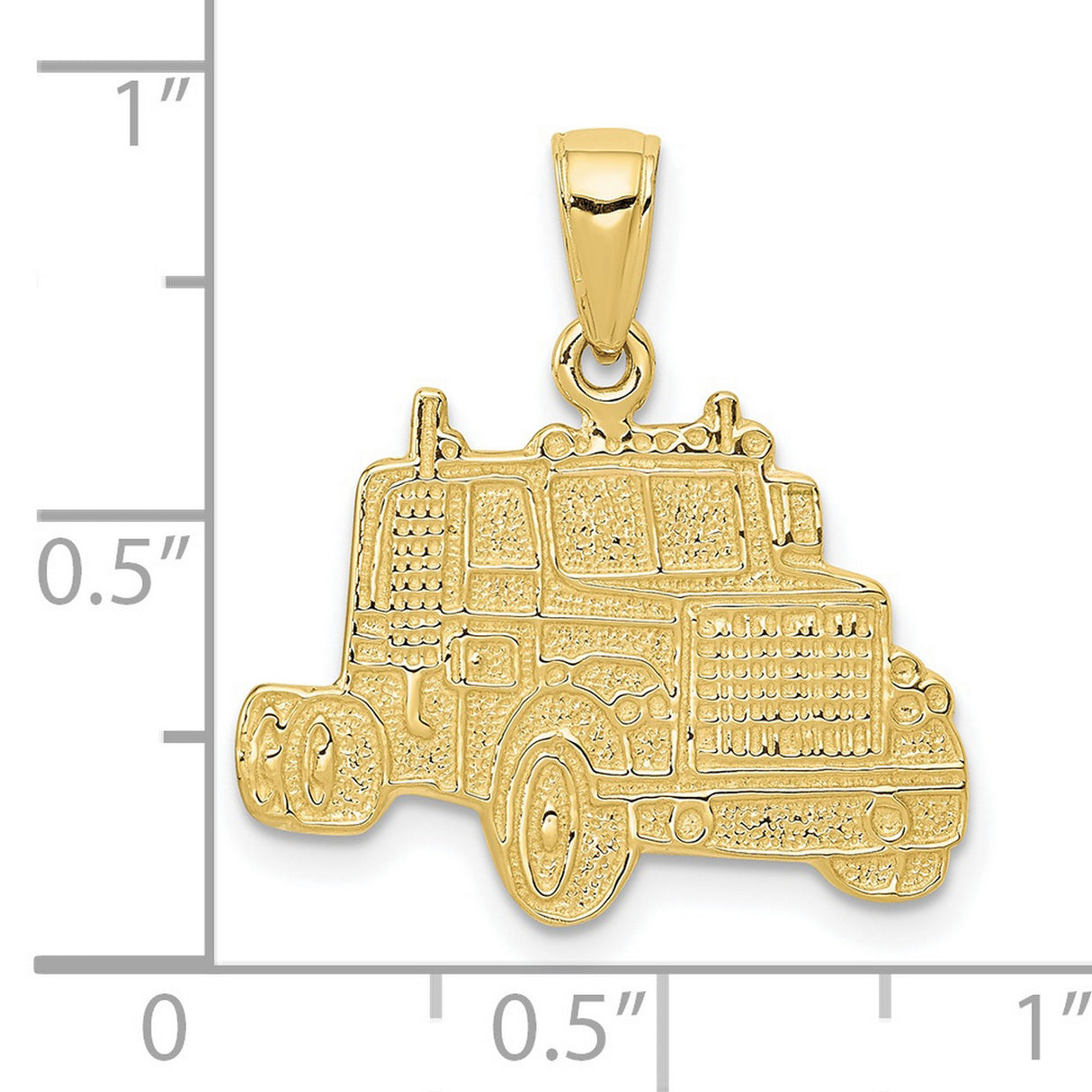 10k Yellow Gold Semi Truck Pendant with Cab Design, Trucker Theme Jewelry for Men