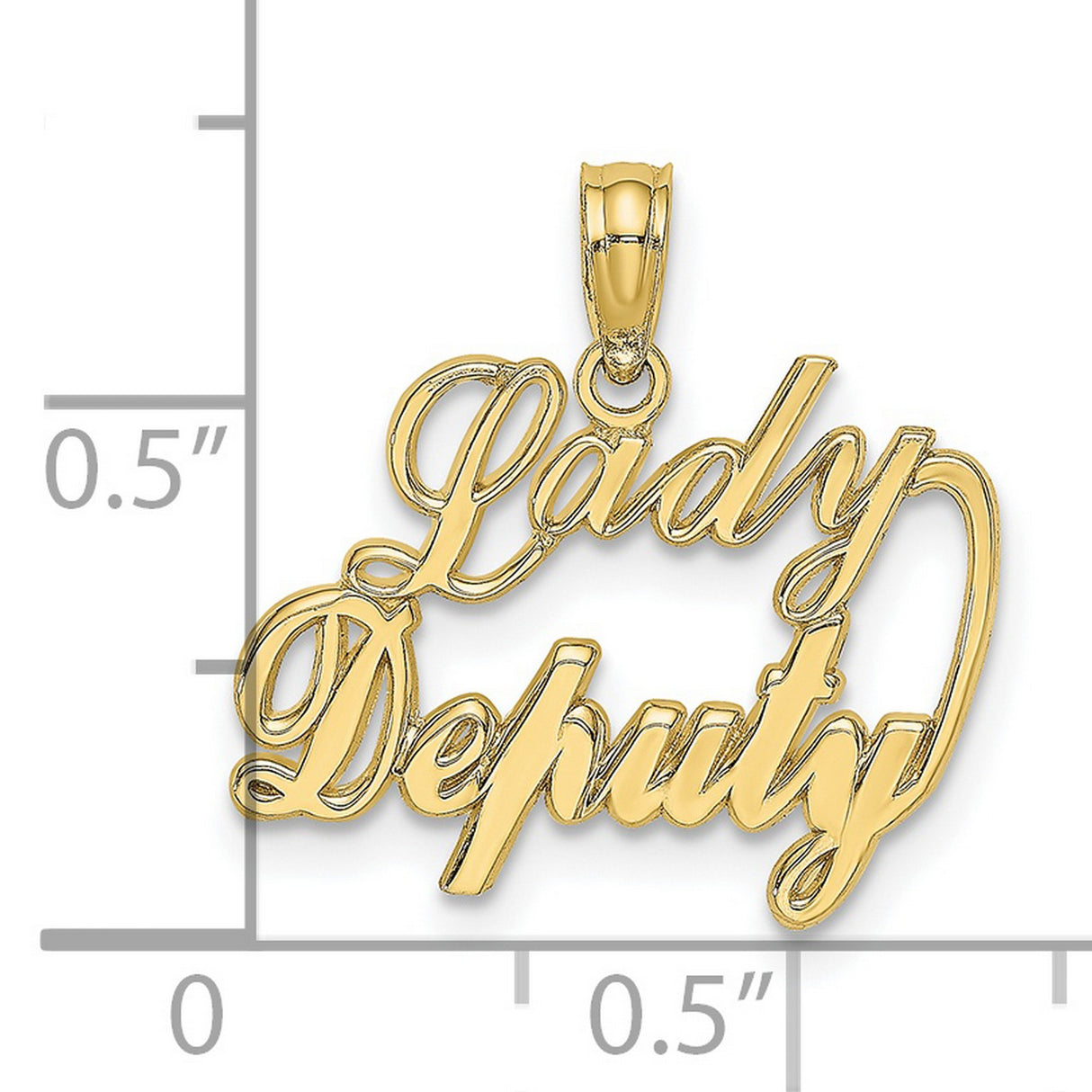 10k Yellow Gold Lady Deputy Pendant, Cursive Lettering, Western Cowgirl Nameplate Style for Women