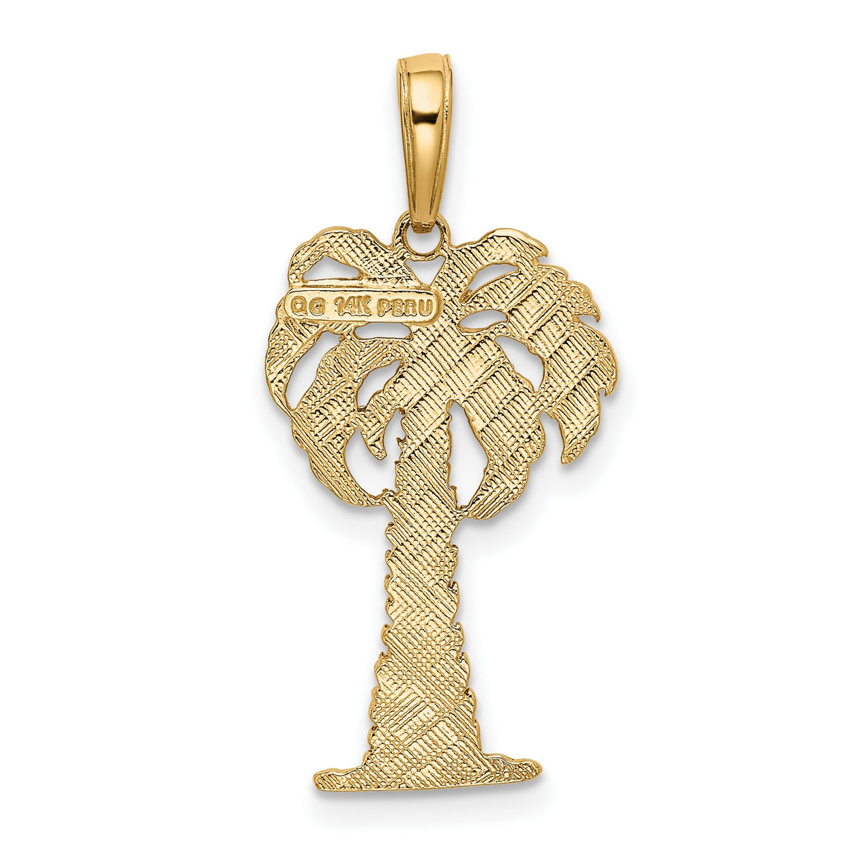 10k Yellow Gold Palm Tree Pendant, Tropical Island Charm, Nature-Inspired Coastal Jewelry