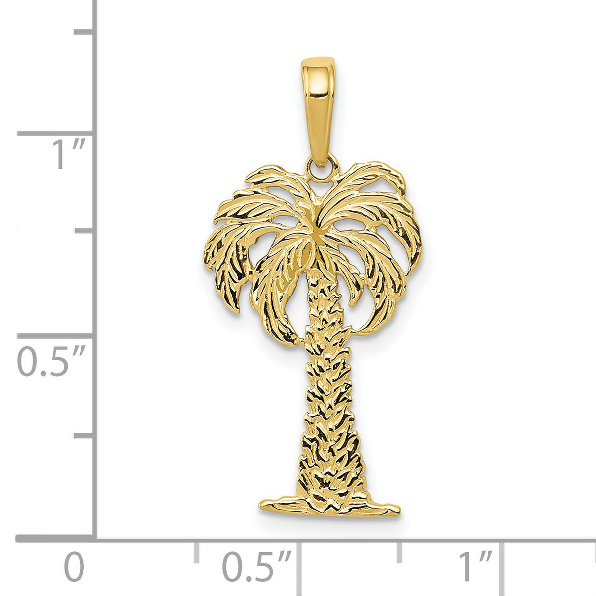 10k Yellow Gold Palm Tree Pendant, Tropical Island Charm, Nature-Inspired Coastal Jewelry