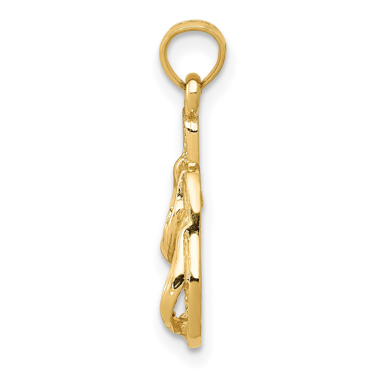 10k Yellow Gold Flip Flop Pendant Charm, Sandal Shape Beach Vacation Jewelry for Women or Unisex Wear