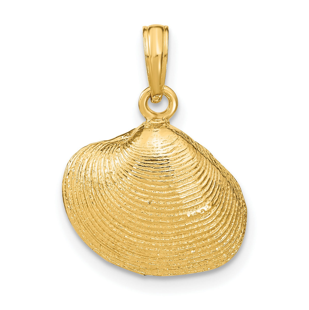 10k Yellow Gold Pendant with Detailed Seashell Design, Nautical Coastal Theme for Women
