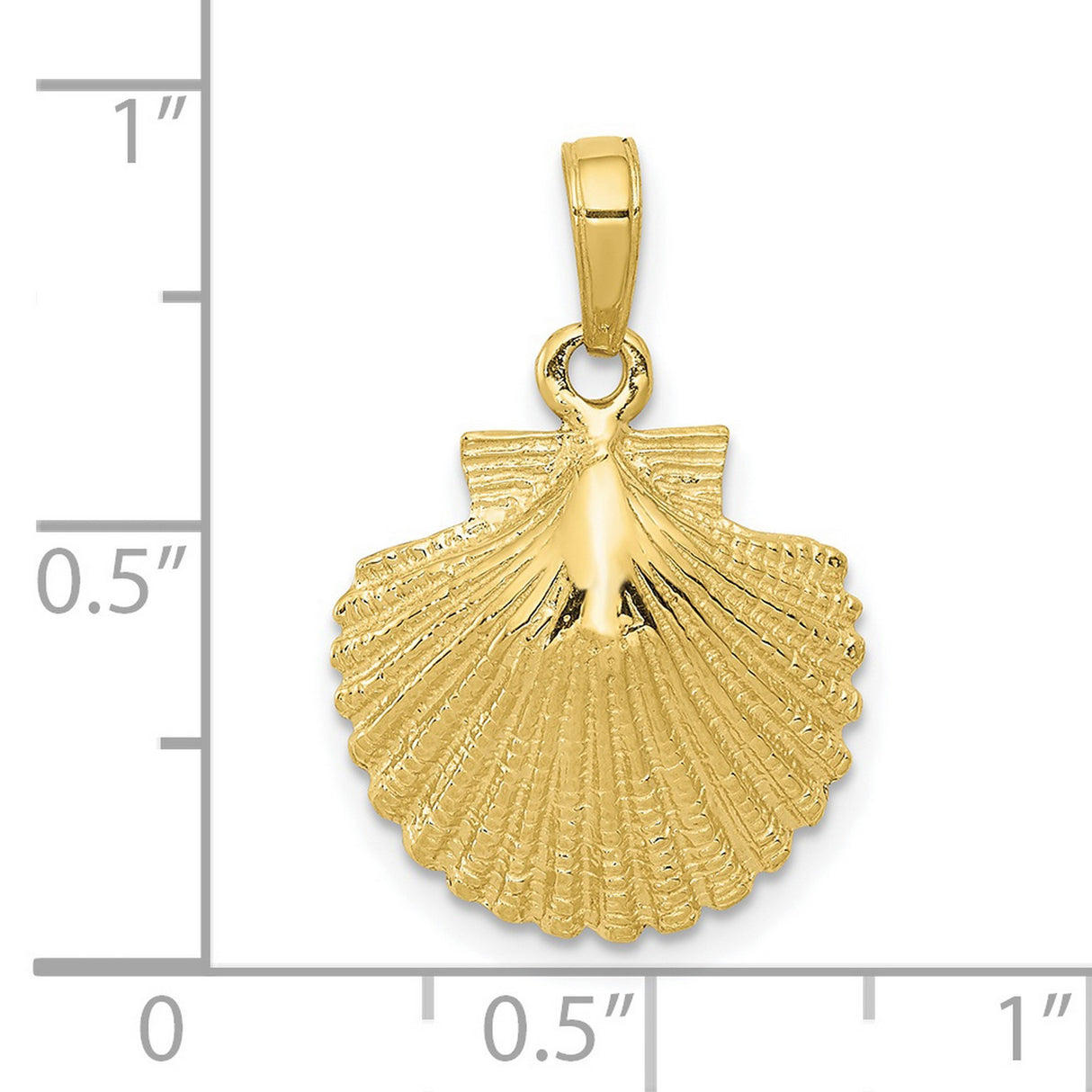 10k Yellow Gold Scallop Shell Pendant, Camino de Santiago Symbol, Religious Journey Charm