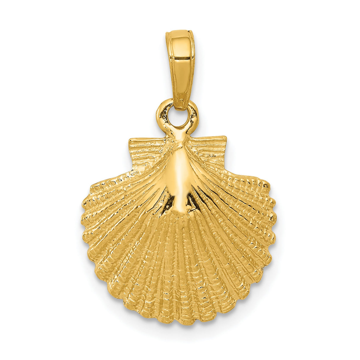 10k Yellow Gold Scallop Shell Pendant, Camino de Santiago Symbol, Religious Journey Charm
