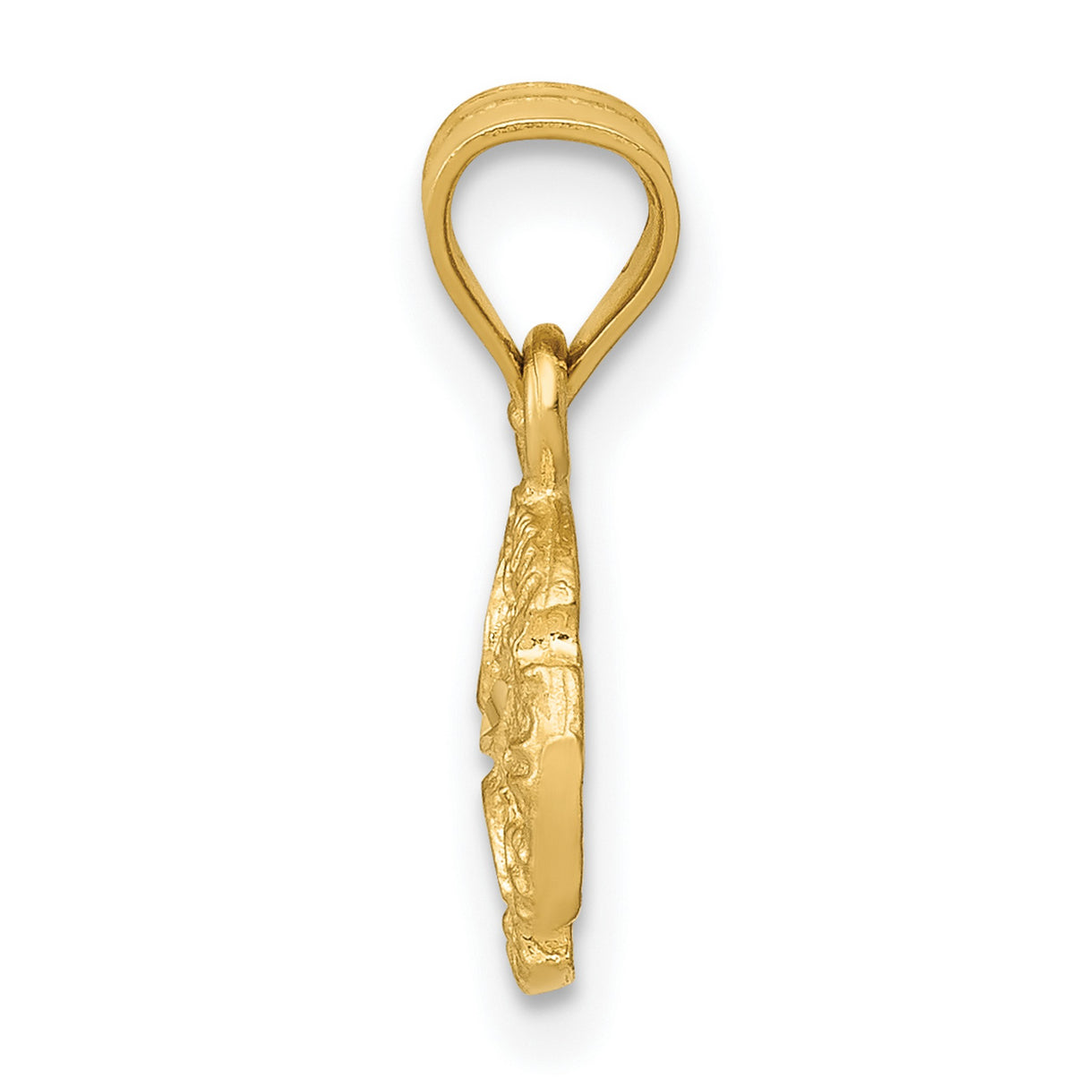 10k Yellow Gold Sand Dollar Pendant, Detailed Coastal Nautical Design for Women