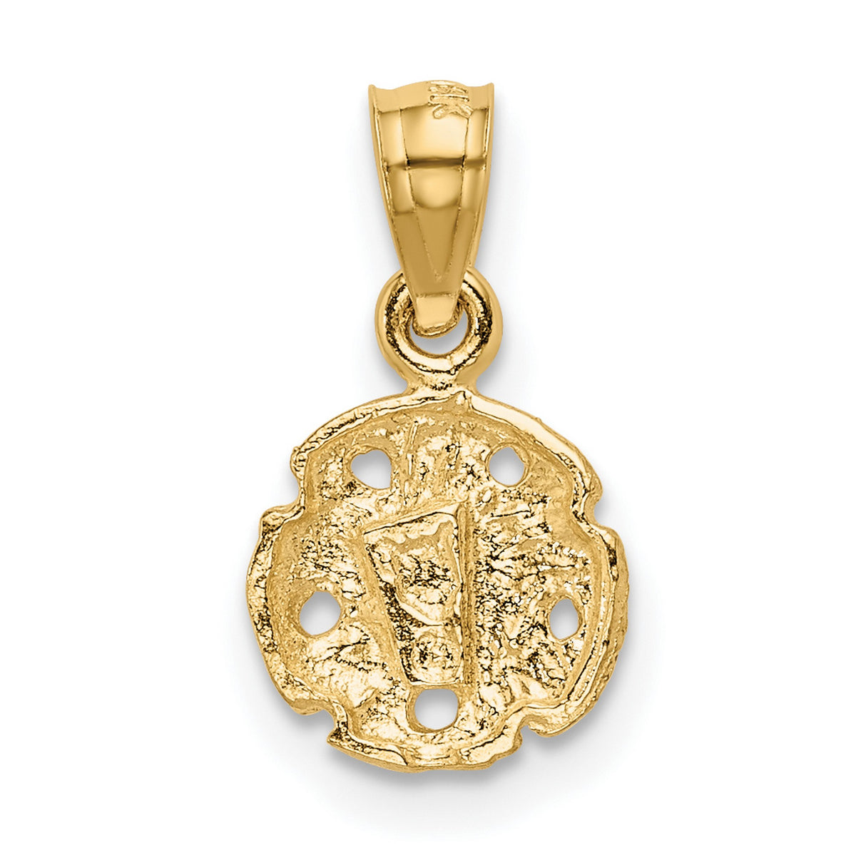 10k Yellow Gold Sand Dollar Pendant, Detailed Coastal Nautical Design for Women