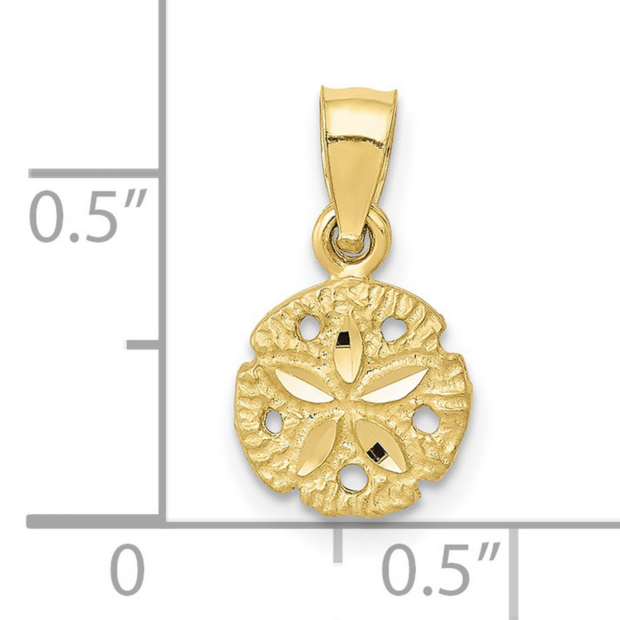 10k Yellow Gold Sand Dollar Pendant, Detailed Coastal Nautical Design for Women