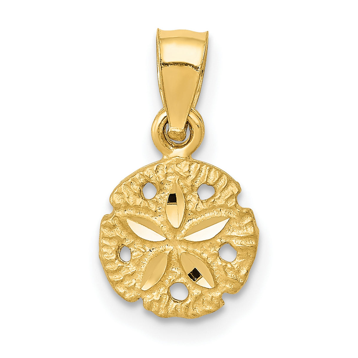 10k Yellow Gold Sand Dollar Pendant, Detailed Coastal Nautical Design for Women