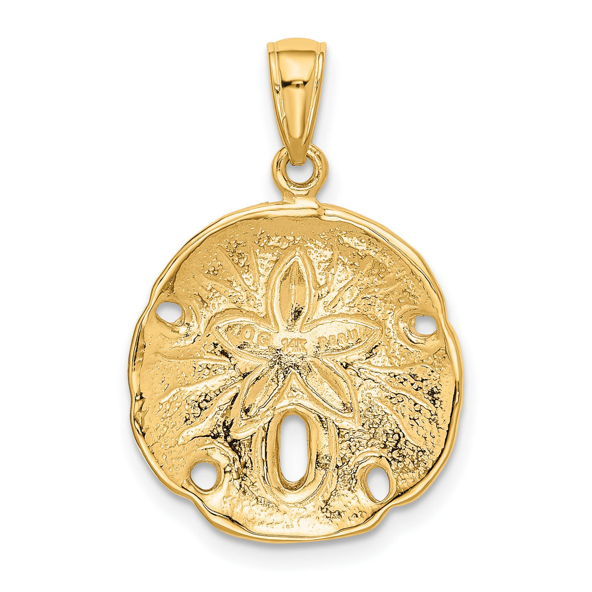 10k Yellow Gold Sand Dollar Pendant, Nautical Coastal Charm, Marine Life Design for Women