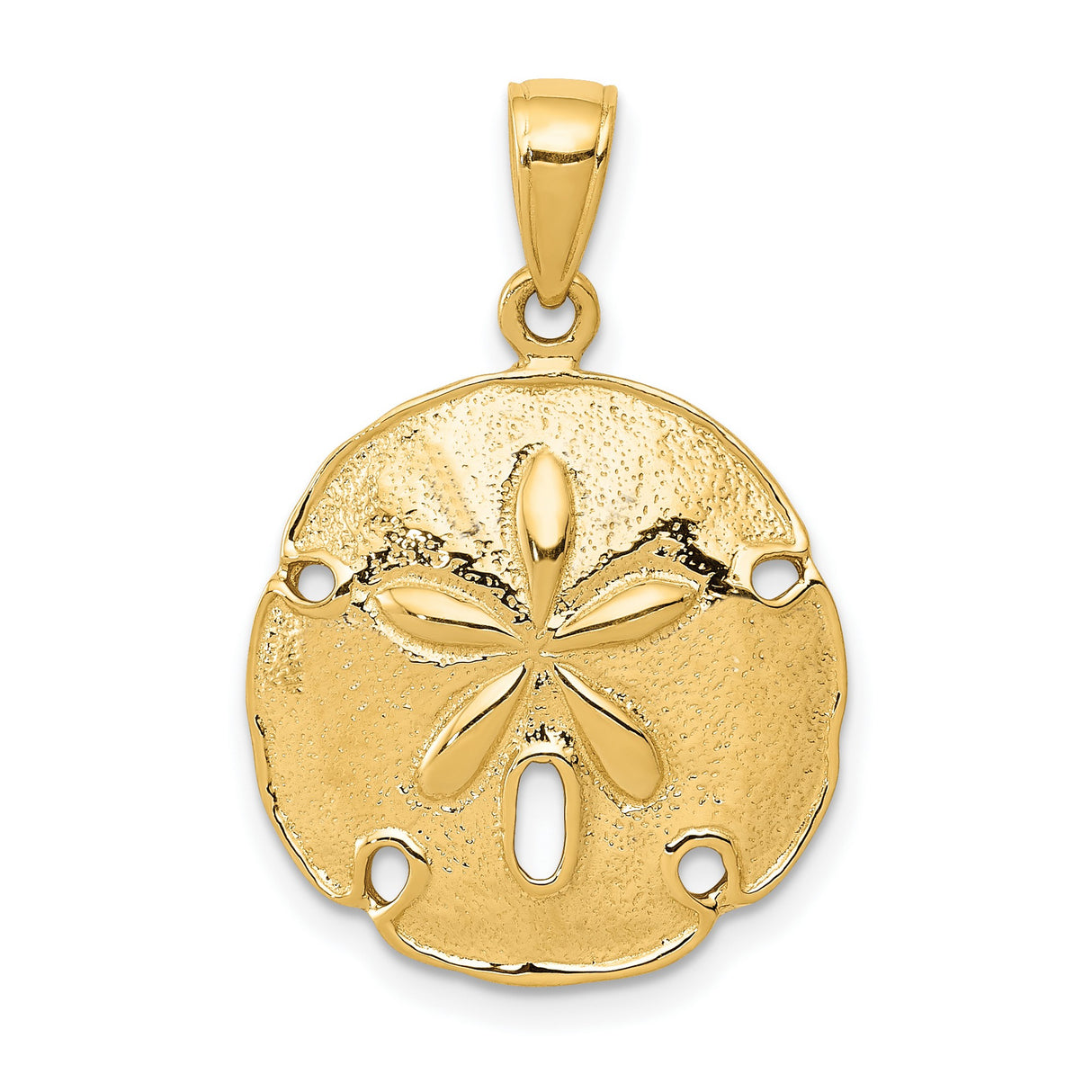 10k Yellow Gold Sand Dollar Pendant, Nautical Coastal Charm, Marine Life Design for Women