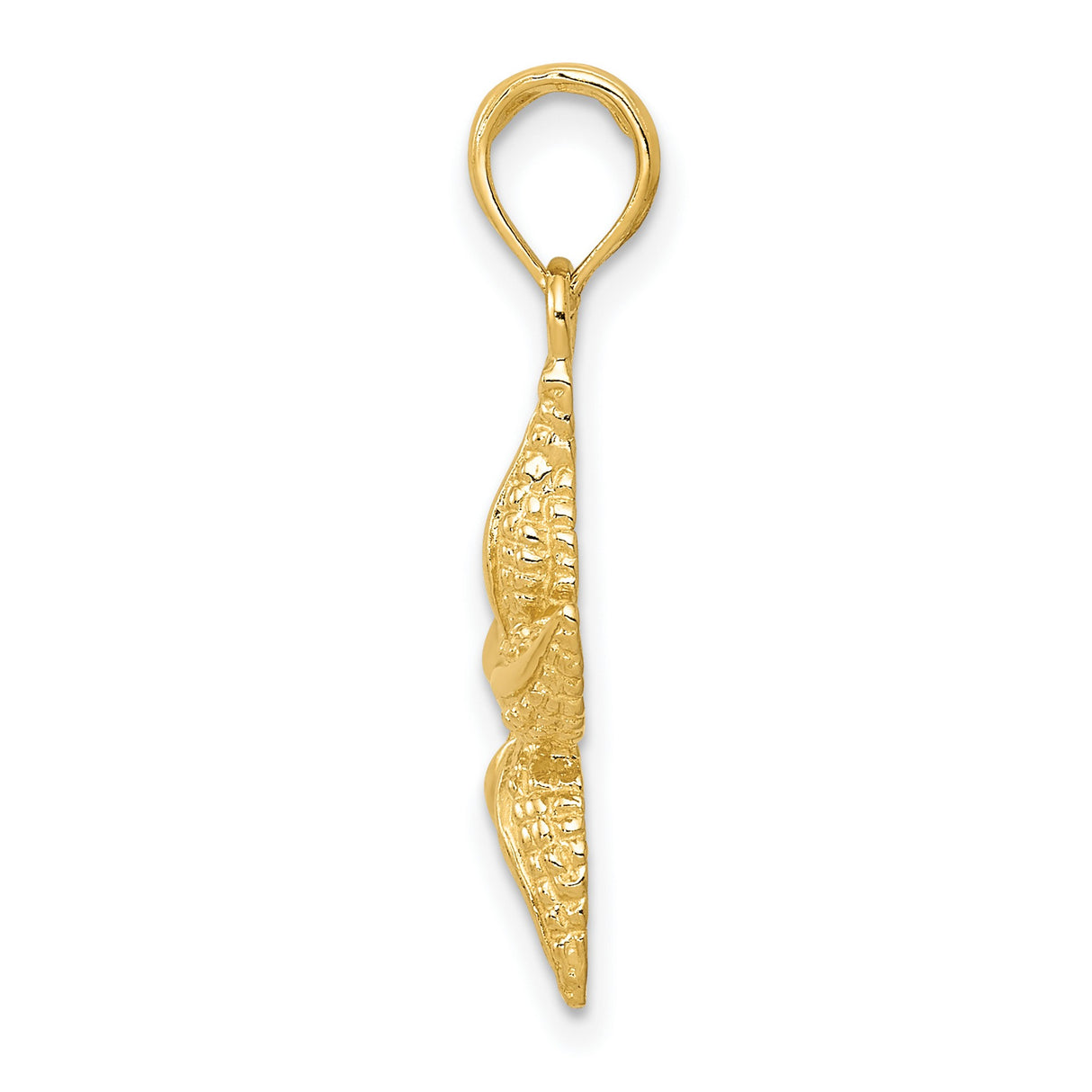 10k Yellow Gold Starfish Pendant, Textured Nautical Design, Beach-Inspired Sea Life Charm