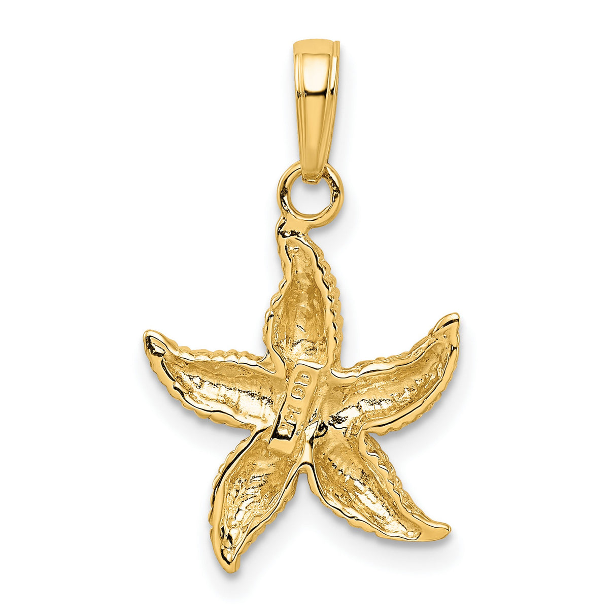 10k Yellow Gold Starfish Pendant, Textured Nautical Design, Beach-Inspired Sea Life Charm