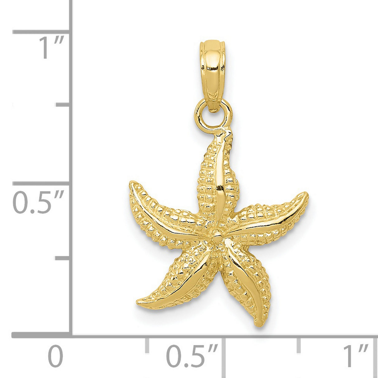 10k Yellow Gold Starfish Pendant, Textured Nautical Design, Beach-Inspired Sea Life Charm