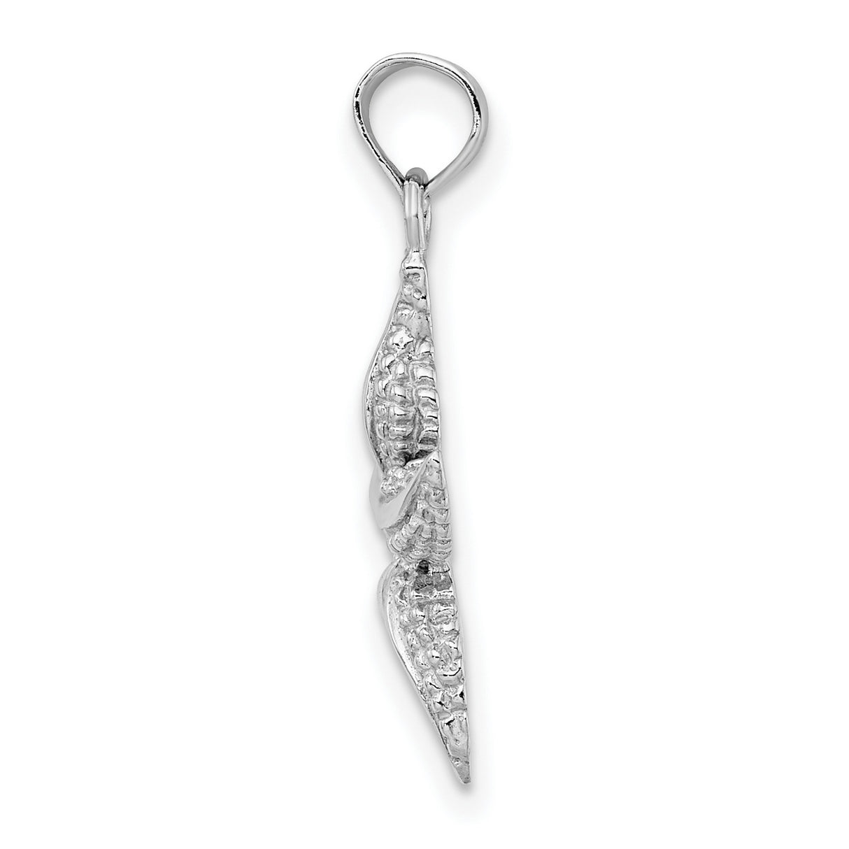 10k White Gold Starfish Pendant, Textured Nautical Marine Life Design