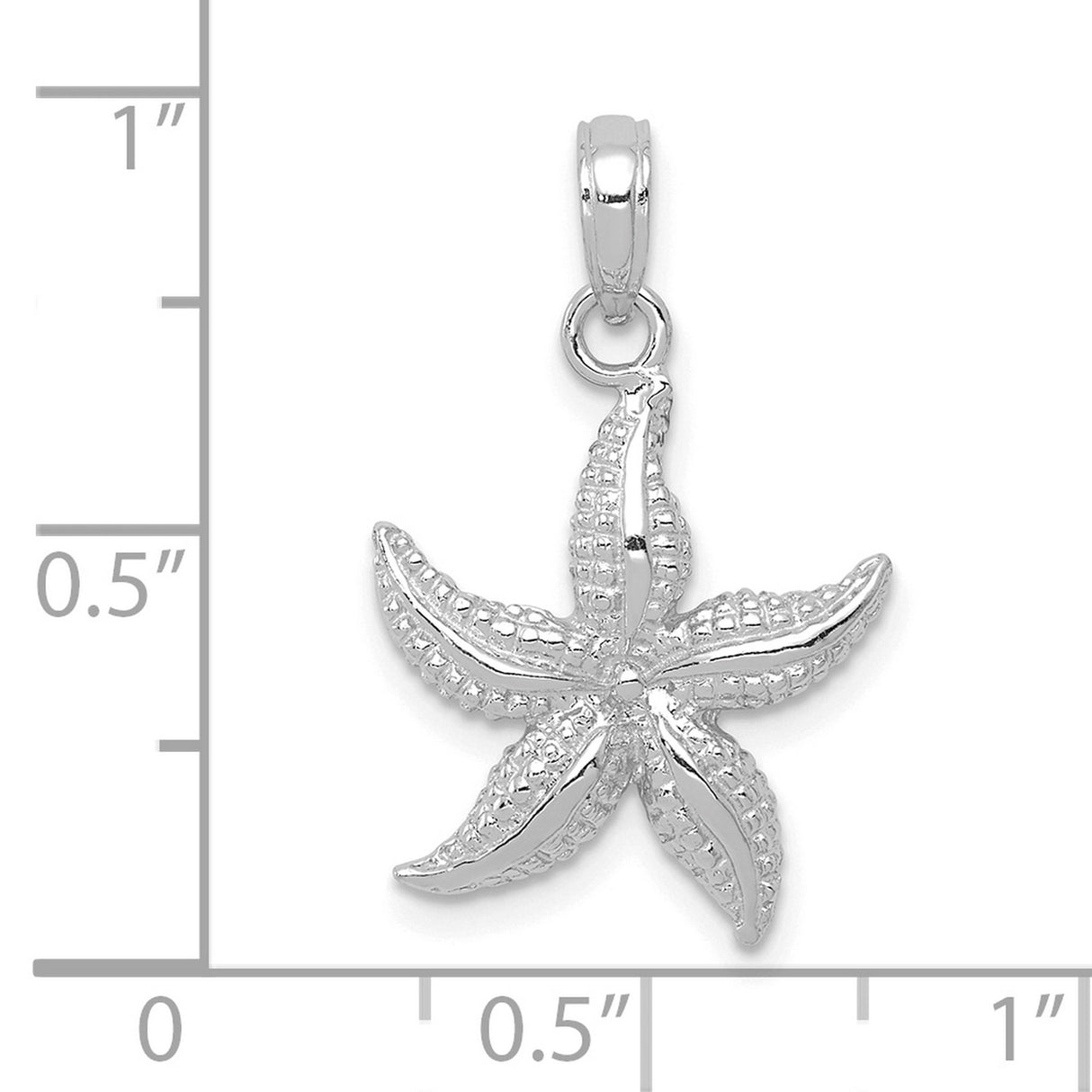 10k White Gold Starfish Pendant, Textured Nautical Marine Life Design