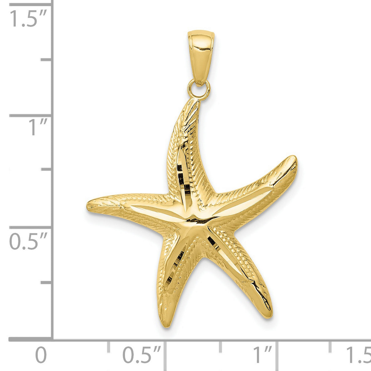 10k Yellow Gold Starfish Pendant with Textured Detailing, Nautical Ocean Theme Jewelry Charm