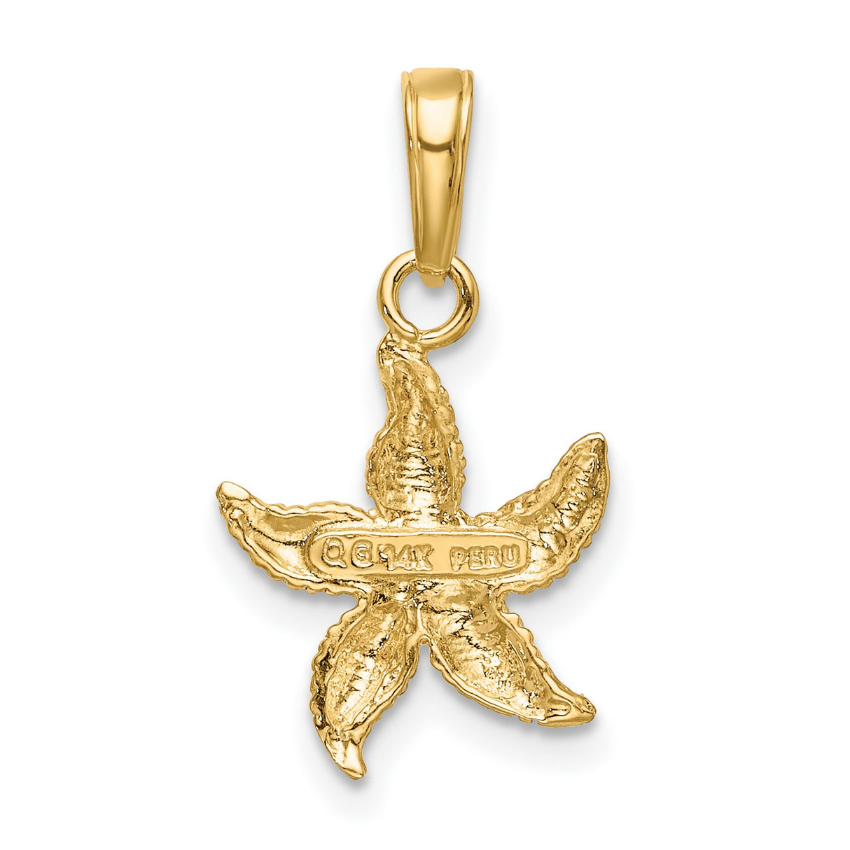 10k Multi-Tone Gold Starfish Pendant with Rhodium Finish, Nautical Ocean Theme for Women