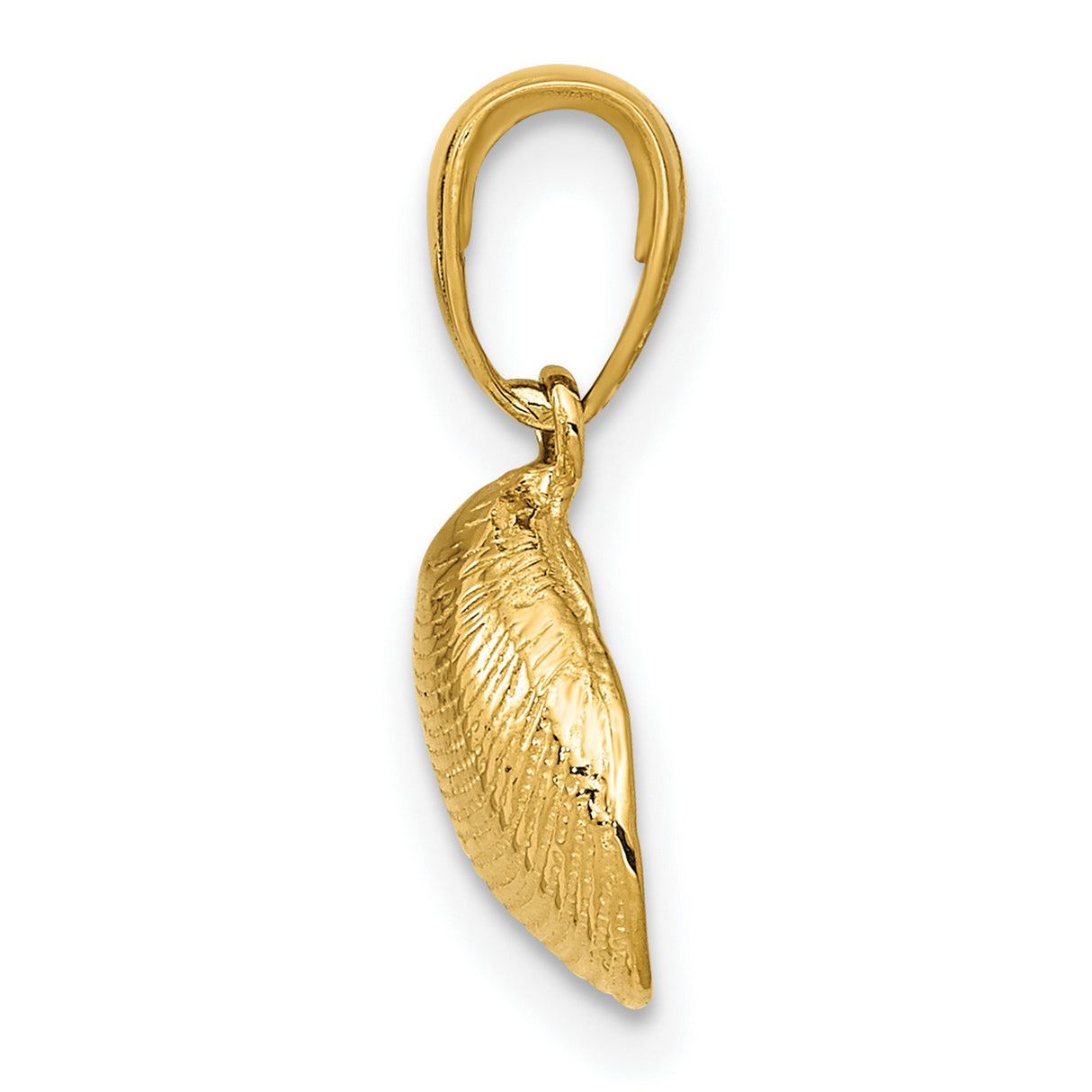 10k Yellow Gold Seashell Pendant, Clam Shell Ocean Jewelry, Nautical Beach Charm for Women