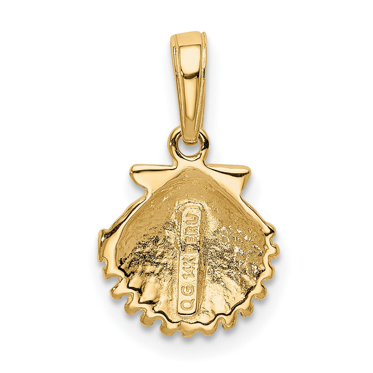 10k Yellow Gold Scallop Shell Pendant, Camino de Santiago Spiritual Travel Charm for Women