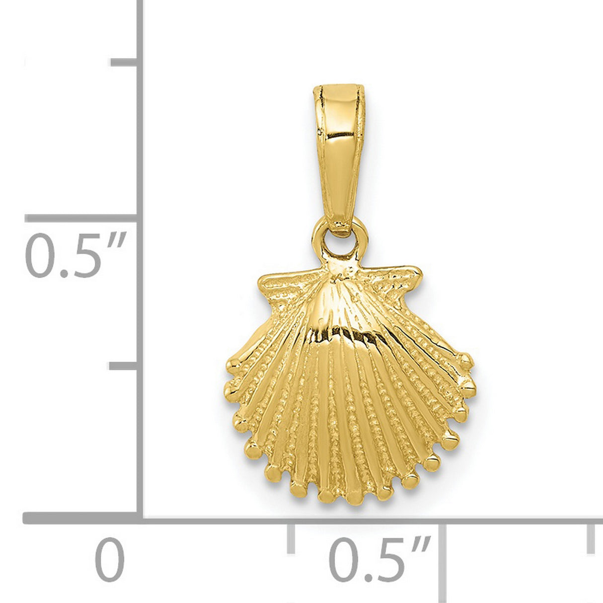 10k Yellow Gold Scallop Shell Pendant, Camino de Santiago Spiritual Travel Charm for Women