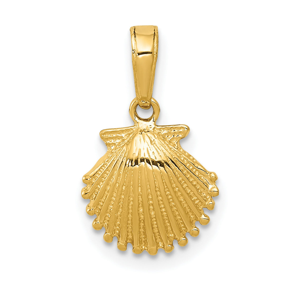 10k Yellow Gold Scallop Shell Pendant, Camino de Santiago Spiritual Travel Charm for Women