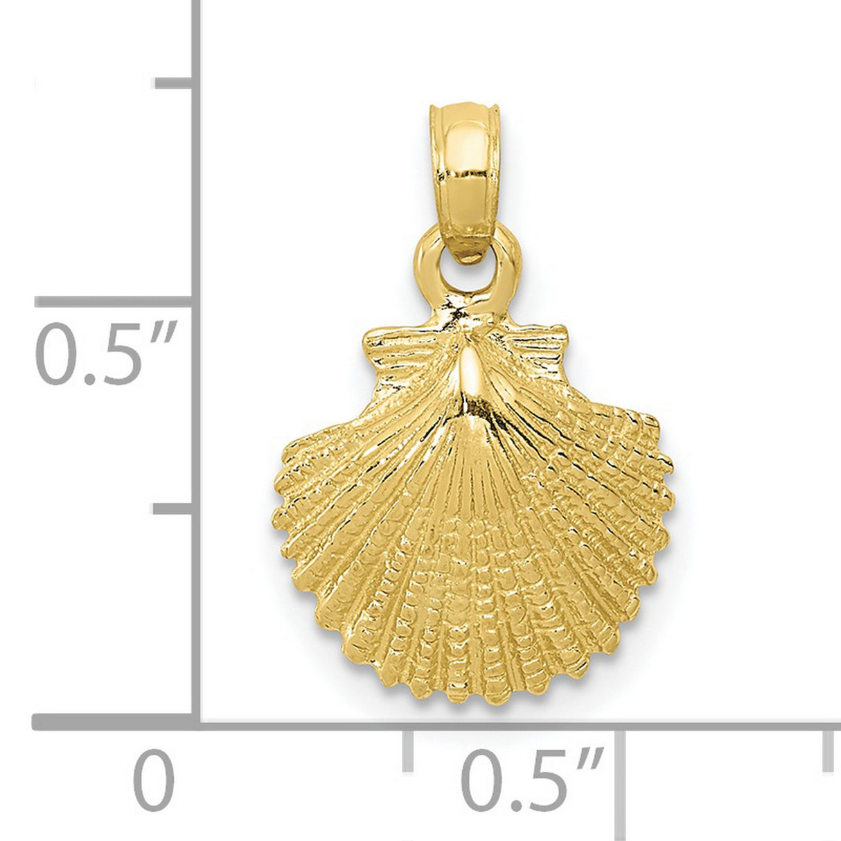 Scallop Shell Charm Pendant in Real 10k Yellow Gold