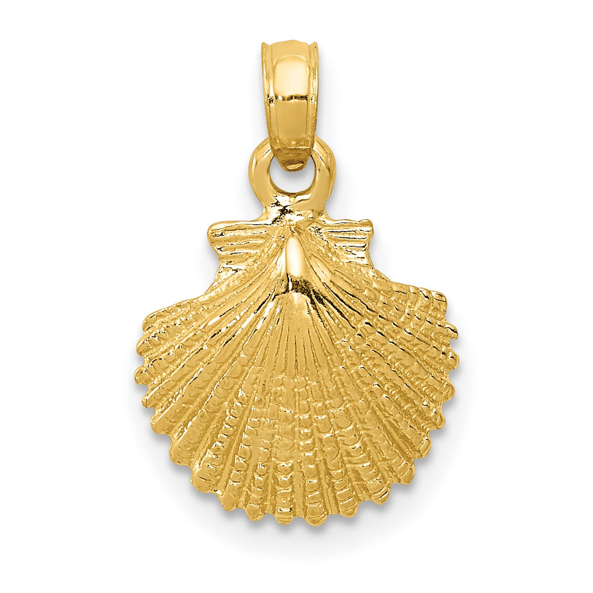 Scallop Shell Charm Pendant in Real 10k Yellow Gold