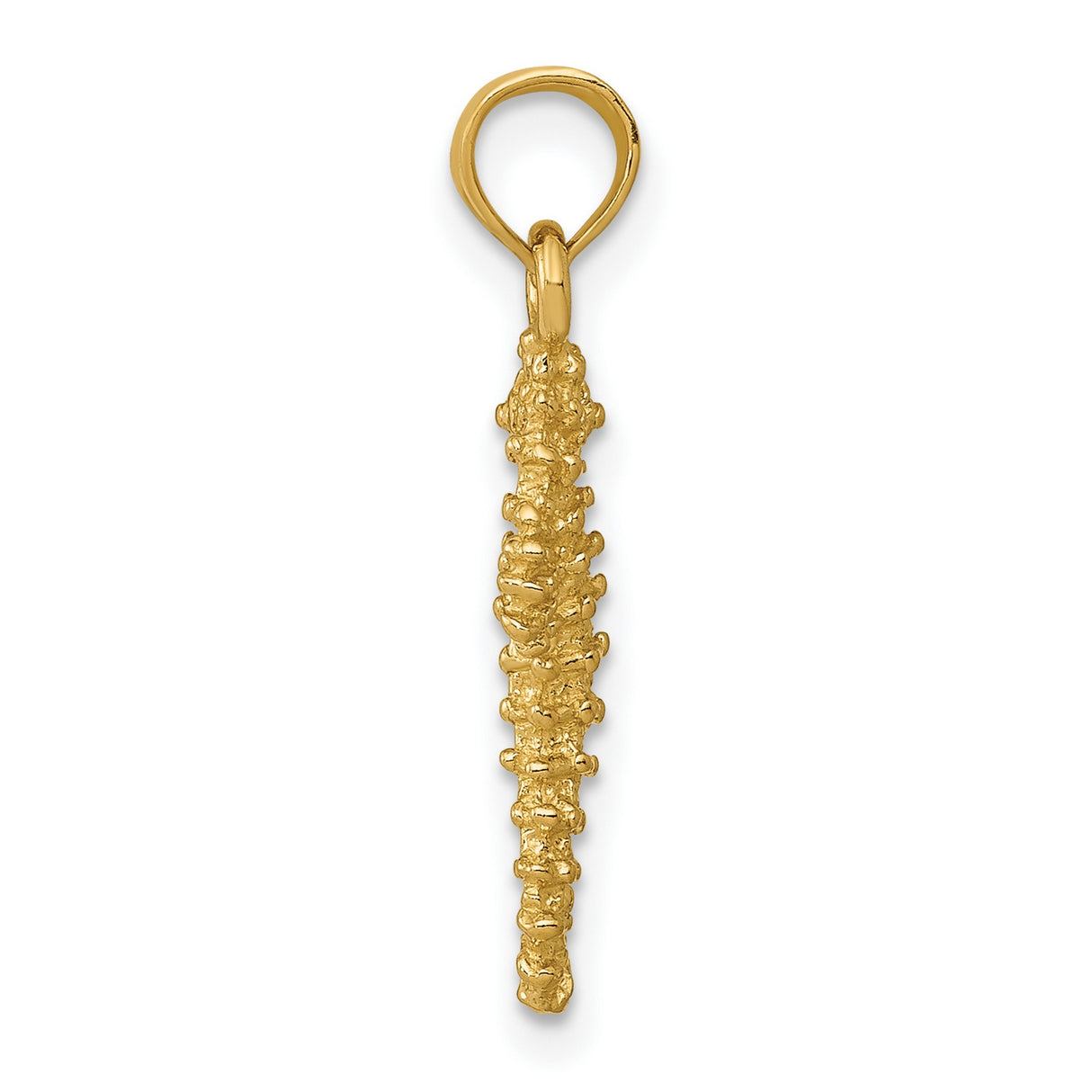 10k Yellow Gold Seahorse Pendant with Textured Nautical Design for Women or Unisex Wear