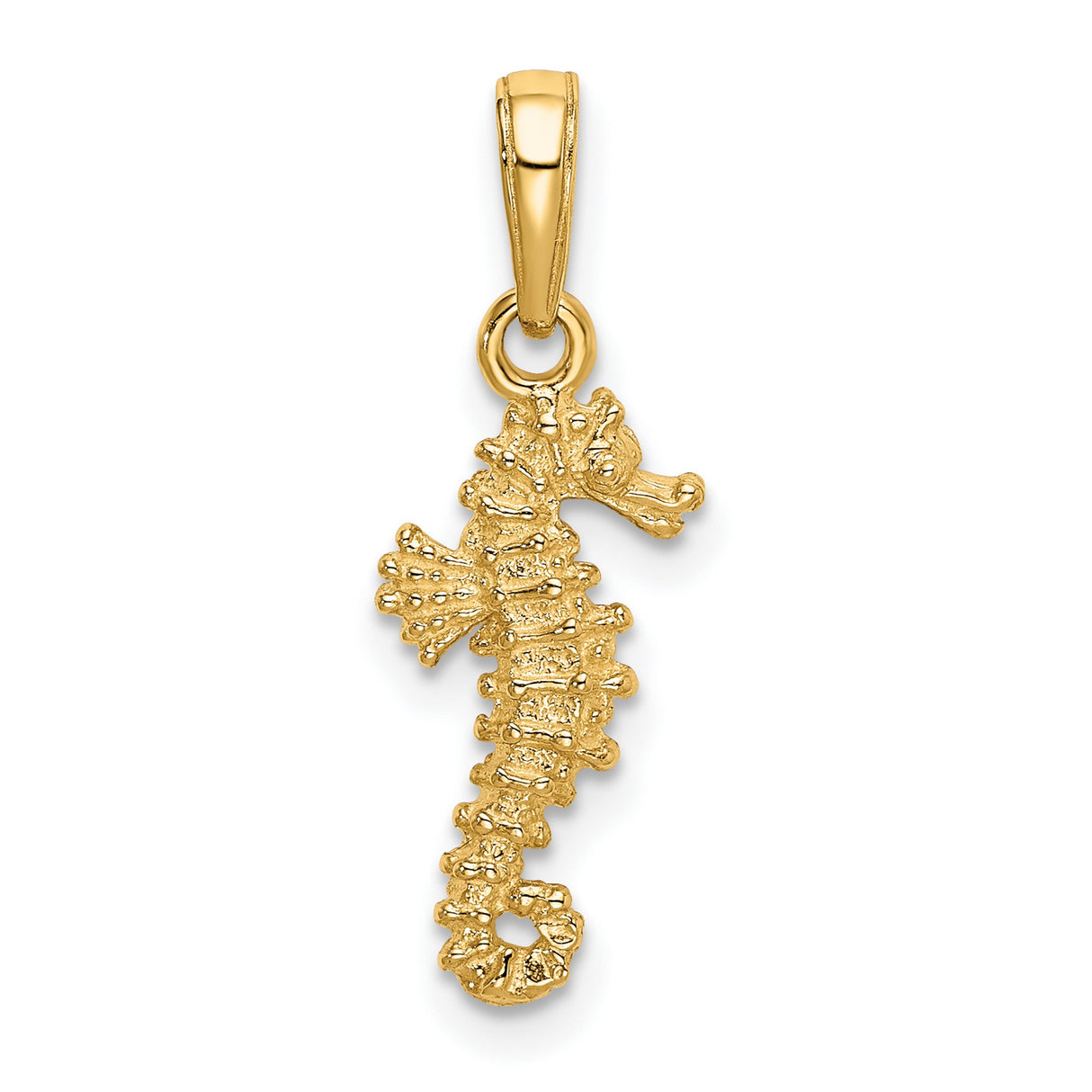 10k Yellow Gold Seahorse Pendant with Textured Nautical Design for Women or Unisex Wear