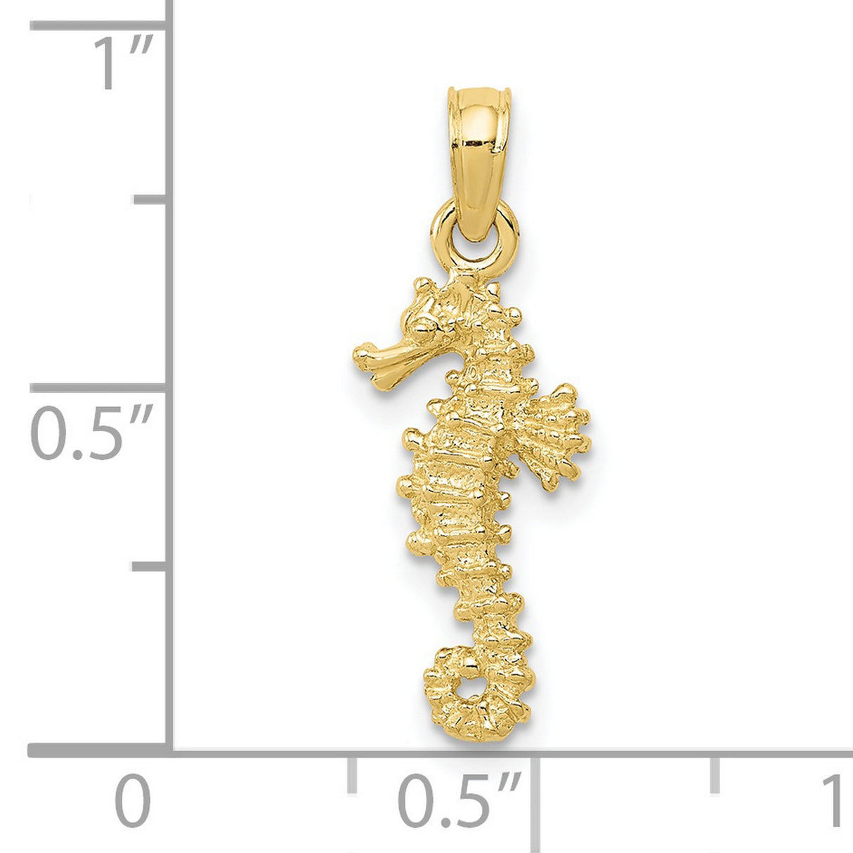 10k Yellow Gold Seahorse Pendant with Textured Nautical Design for Women or Unisex Wear