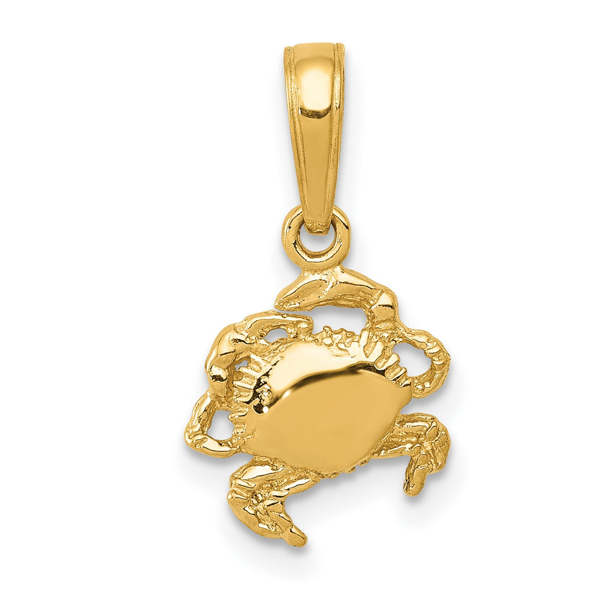 10k Yellow Gold Crab Pendant, Cancer Zodiac Symbol, Astrology Ocean Theme Jewelry for Women or Unisex