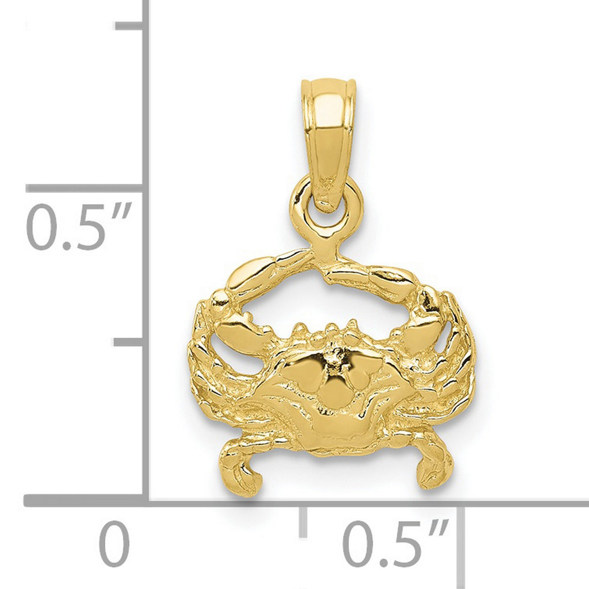 10k Yellow Gold Crab Pendant, Cancer Zodiac Nautical Charm for Women or Unisex Wear