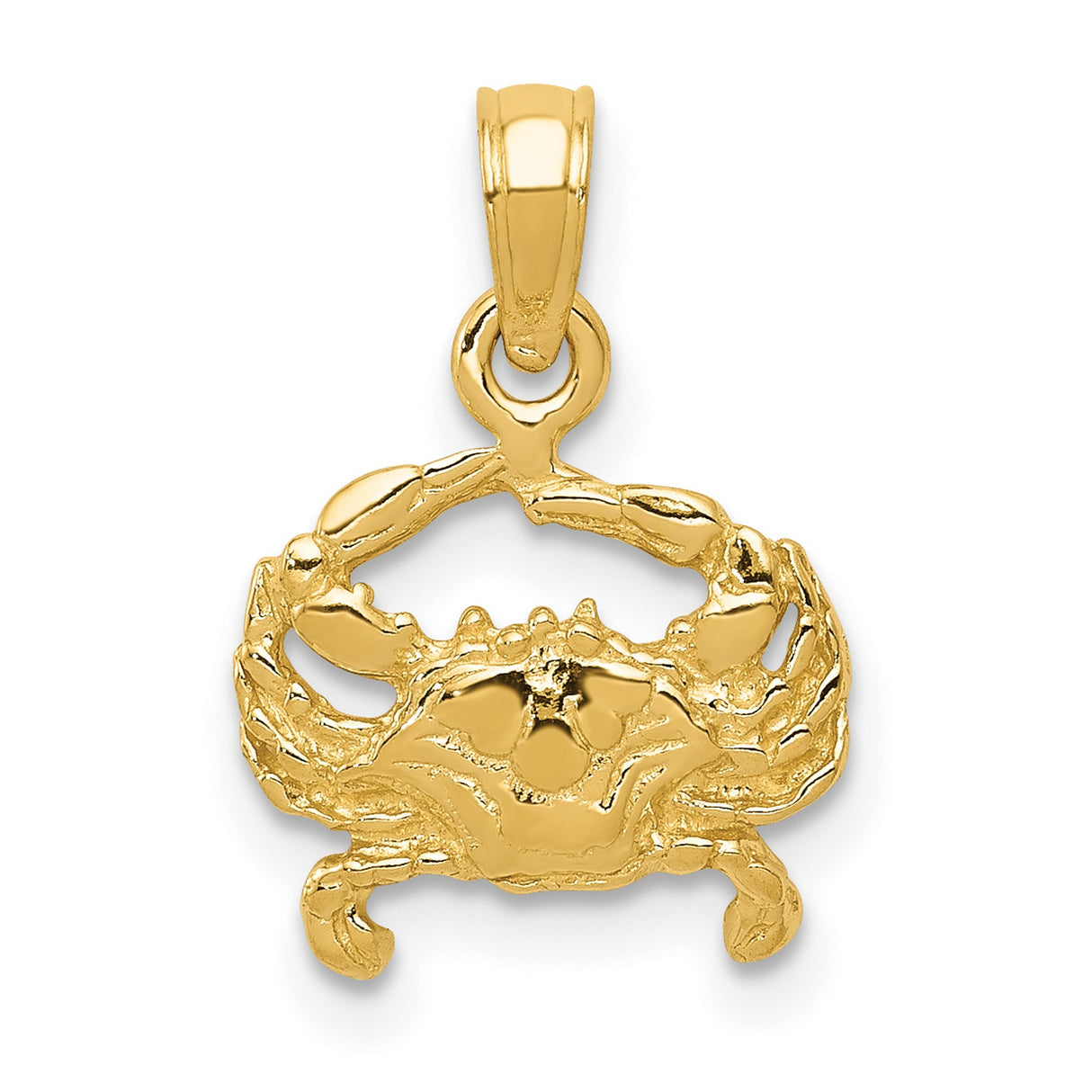 10k Yellow Gold Crab Pendant, Cancer Zodiac Nautical Charm for Women or Unisex Wear