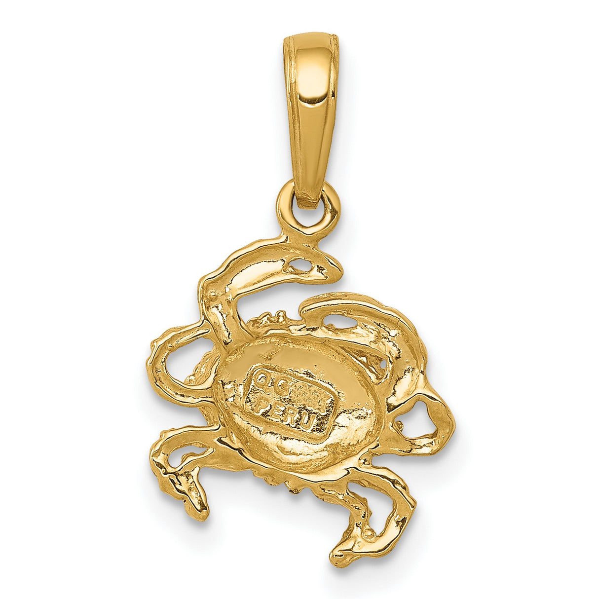 10k Yellow Gold Crab Pendant, Nautical Cancer Zodiac Charm, Marine Animal Design for Women or Unisex