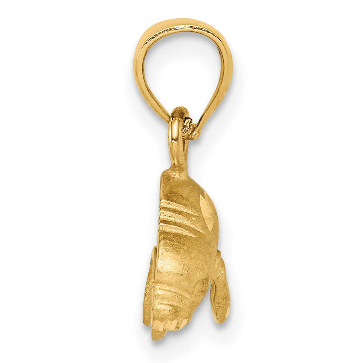10k Yellow Gold Manatee Pendant, Polished and Textured Marine Animal Charm for Women or Unisex Wear