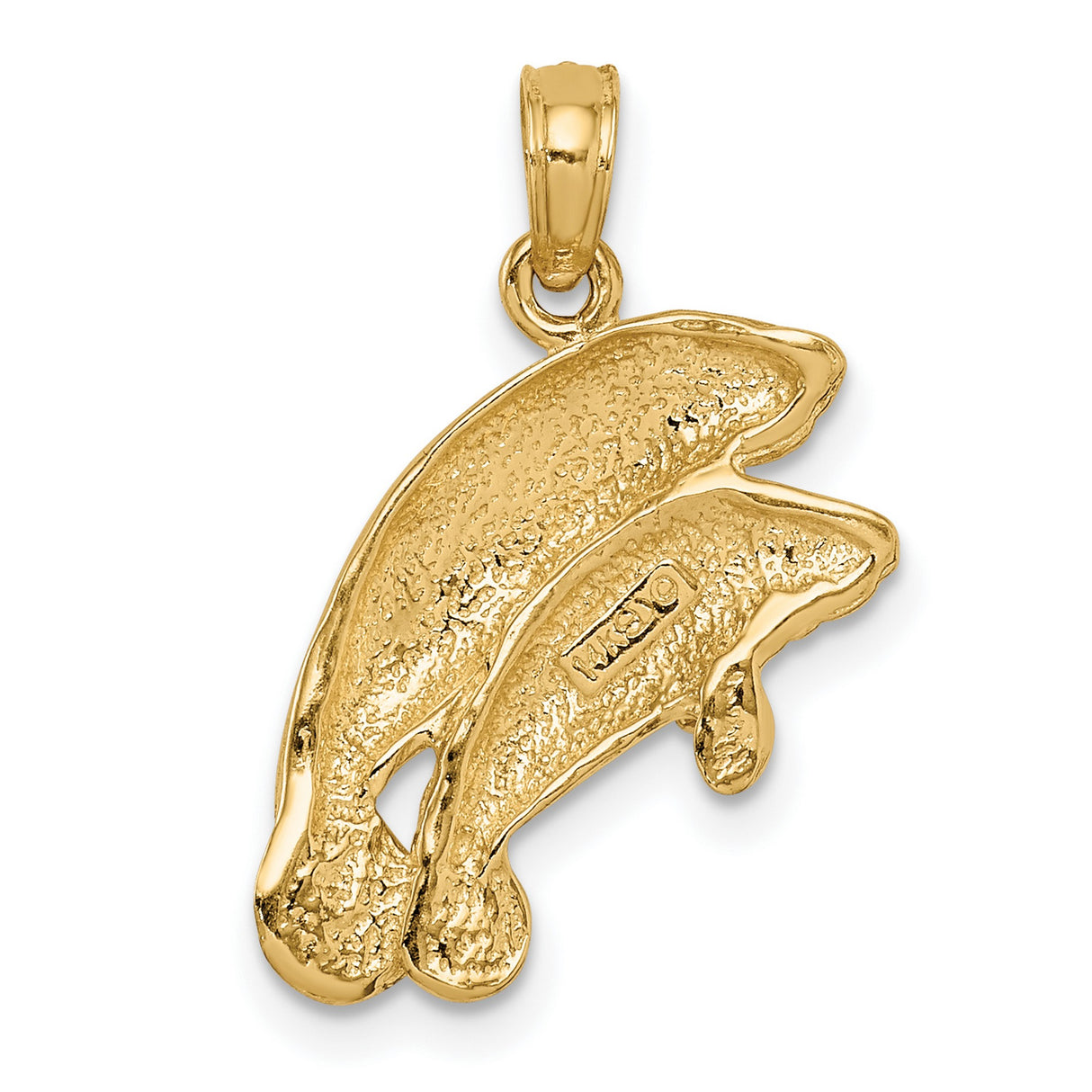 Swimming Manatees Charm Pendant in Real 10k Yellow Gold
