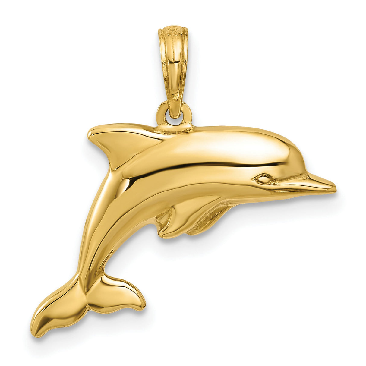 10k Yellow Gold Dolphin Pendant, Ocean Inspired Marine Animal Charm for Women