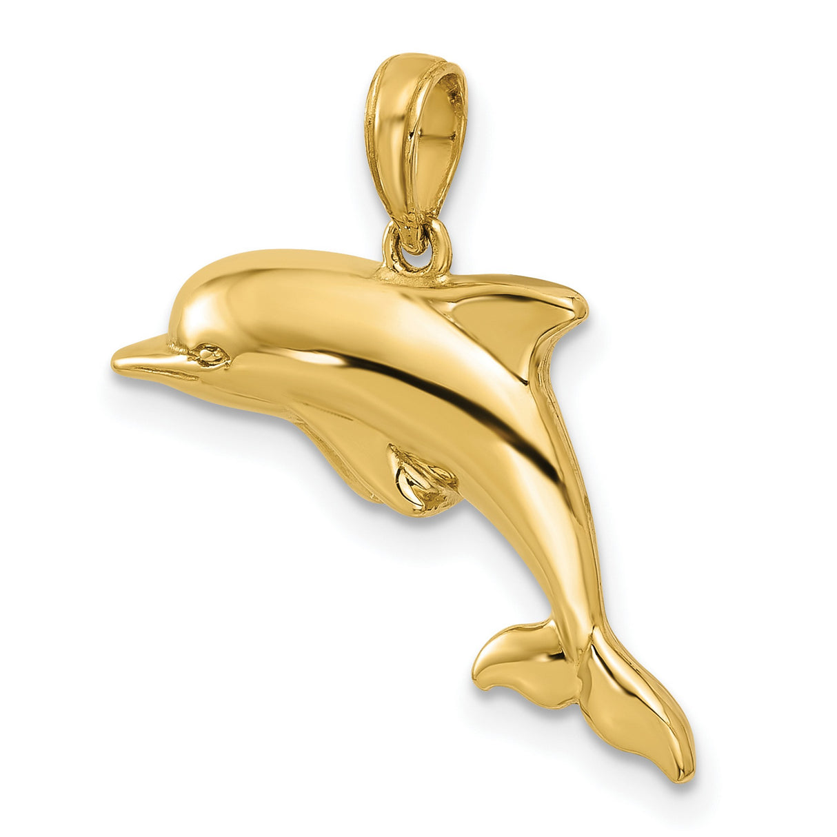 10k Yellow Gold Dolphin Pendant, Ocean Inspired Marine Animal Charm for Women