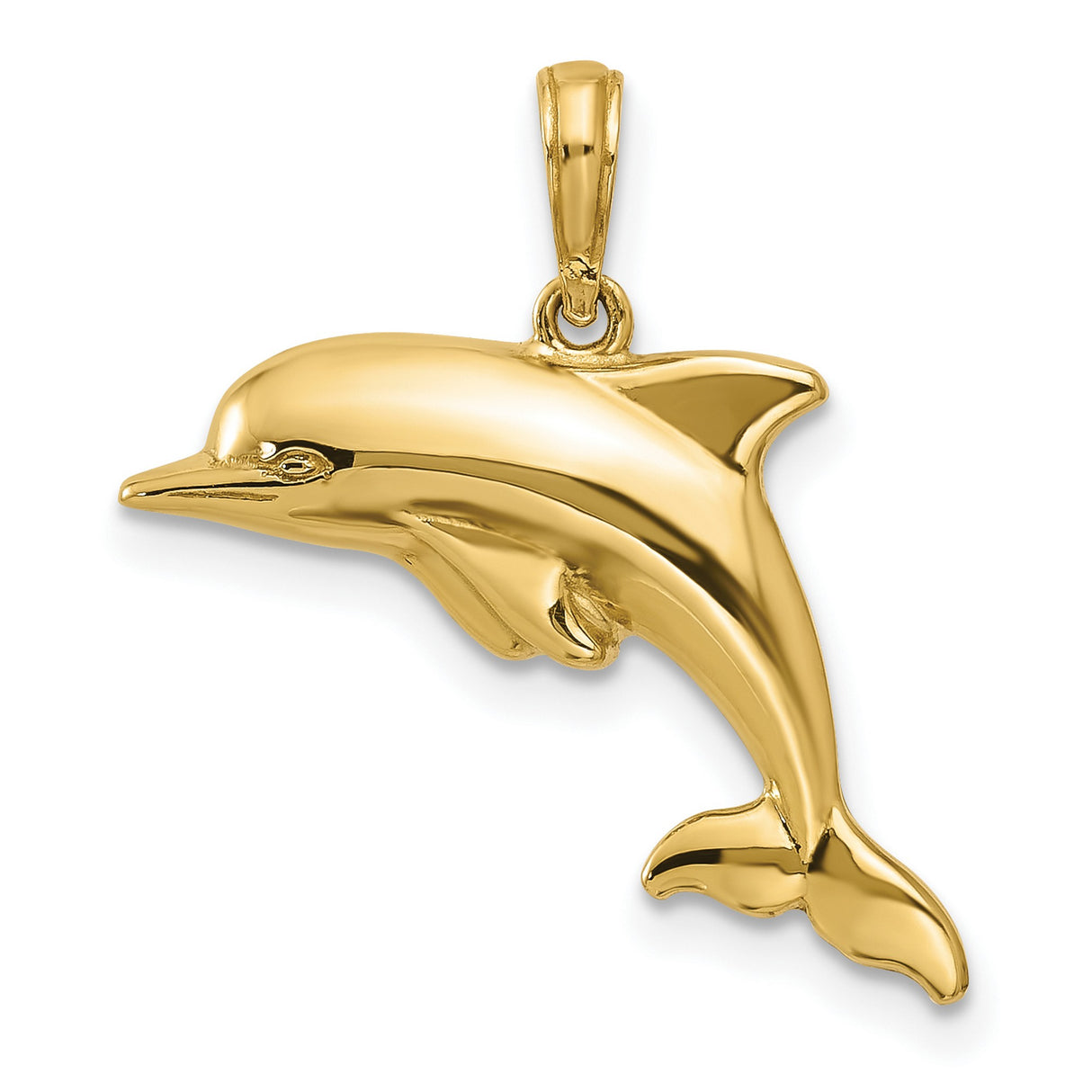 10k Yellow Gold Dolphin Pendant, Ocean Inspired Marine Animal Charm for Women