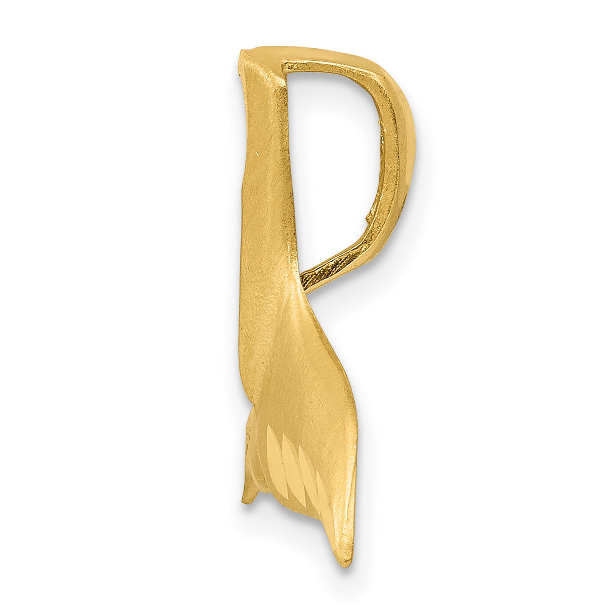 10k Yellow Gold Whale Tail Pendant with Polished Textured Finish, Nautical Ocean Jewelry