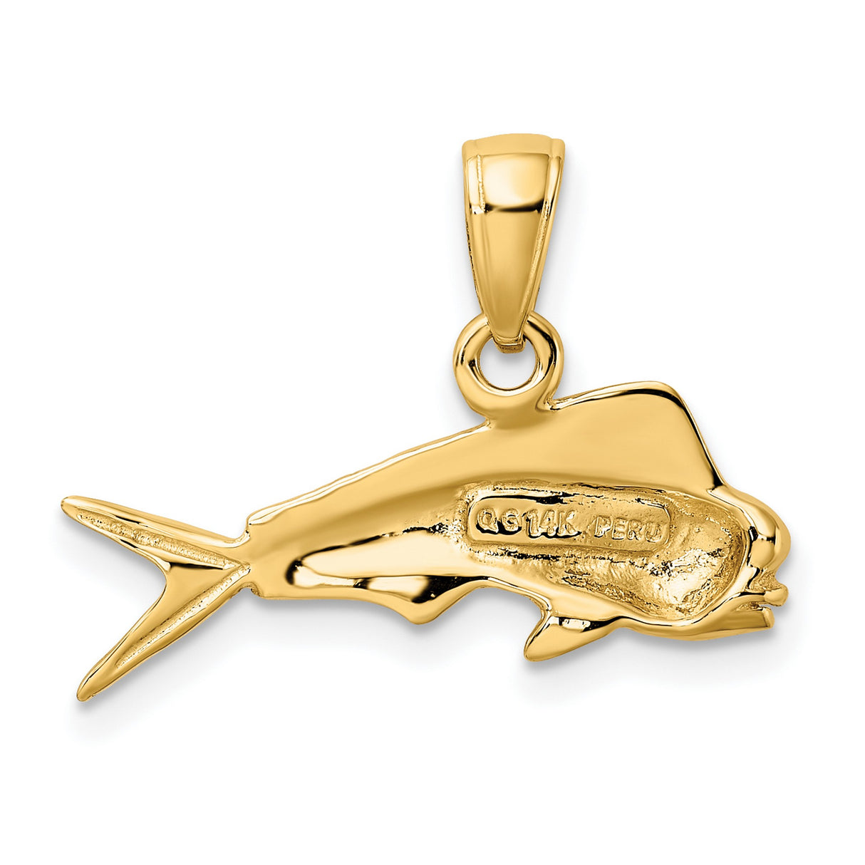 10k Yellow Gold Mahi Mahi Fish Pendant, Ocean Jewelry for Men or Unisex, Nautical Sea Charm