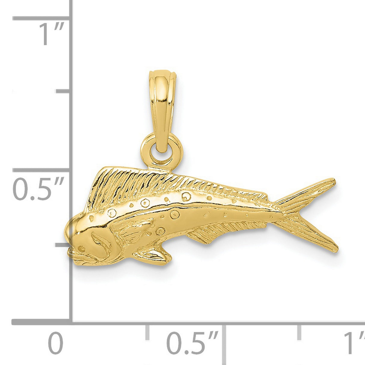 10k Yellow Gold Mahi Mahi Fish Pendant, Ocean Jewelry for Men or Unisex, Nautical Sea Charm
