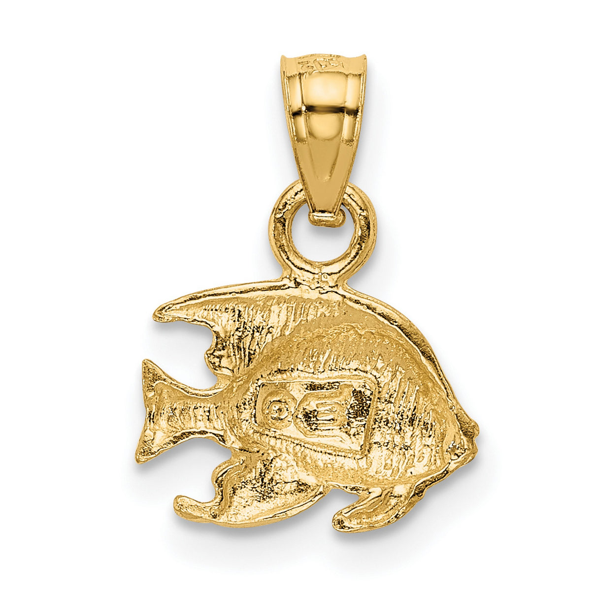 10k Yellow Gold Angelfish Pendant, Nautical Ocean Theme, Coastal Style Jewelry