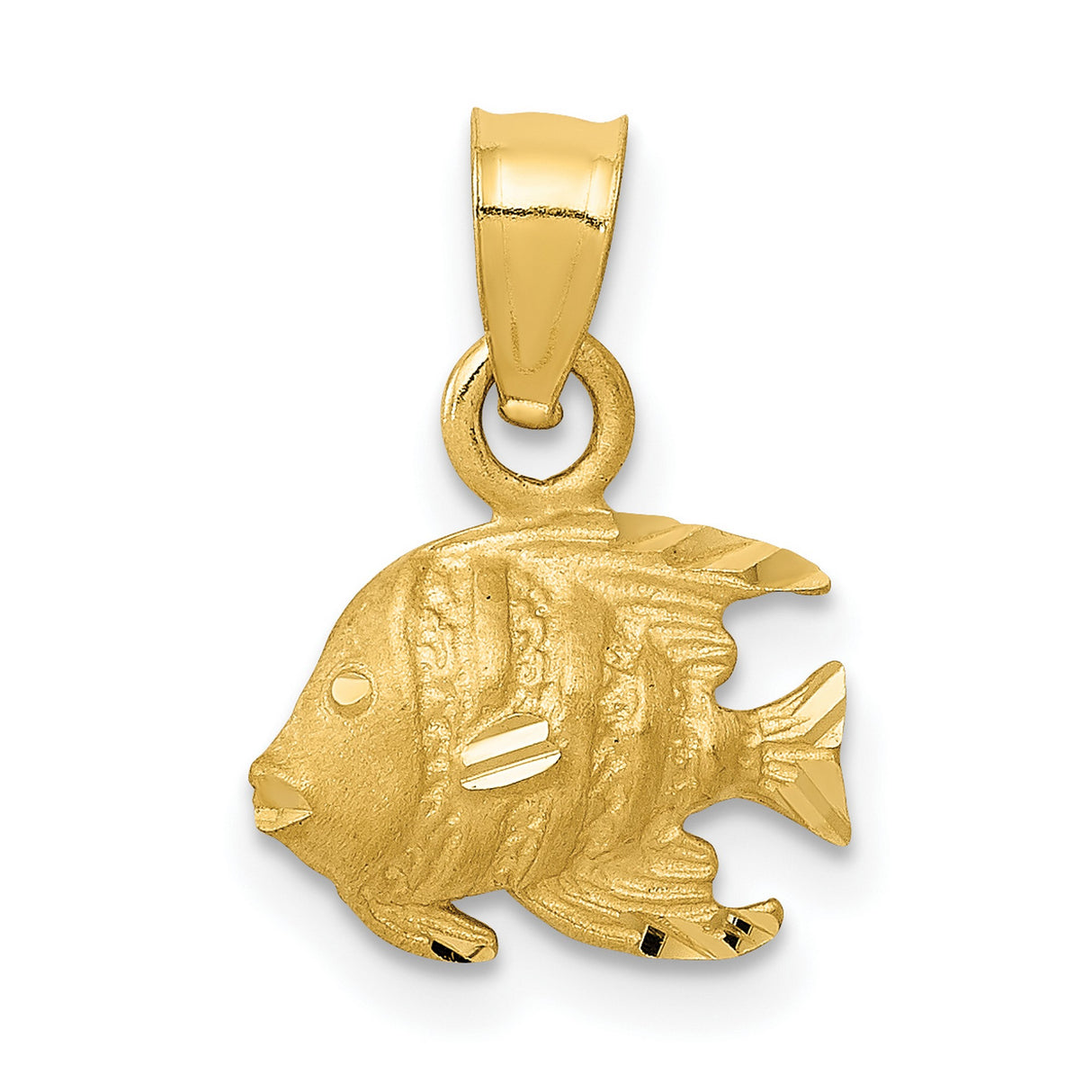 10k Yellow Gold Angelfish Pendant, Nautical Ocean Theme, Coastal Style Jewelry