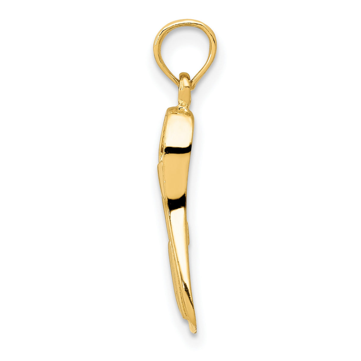 10k Yellow Gold Flipper Pendant, Scuba Diving Fin Charm, Nautical Jewelry for Ocean Lovers