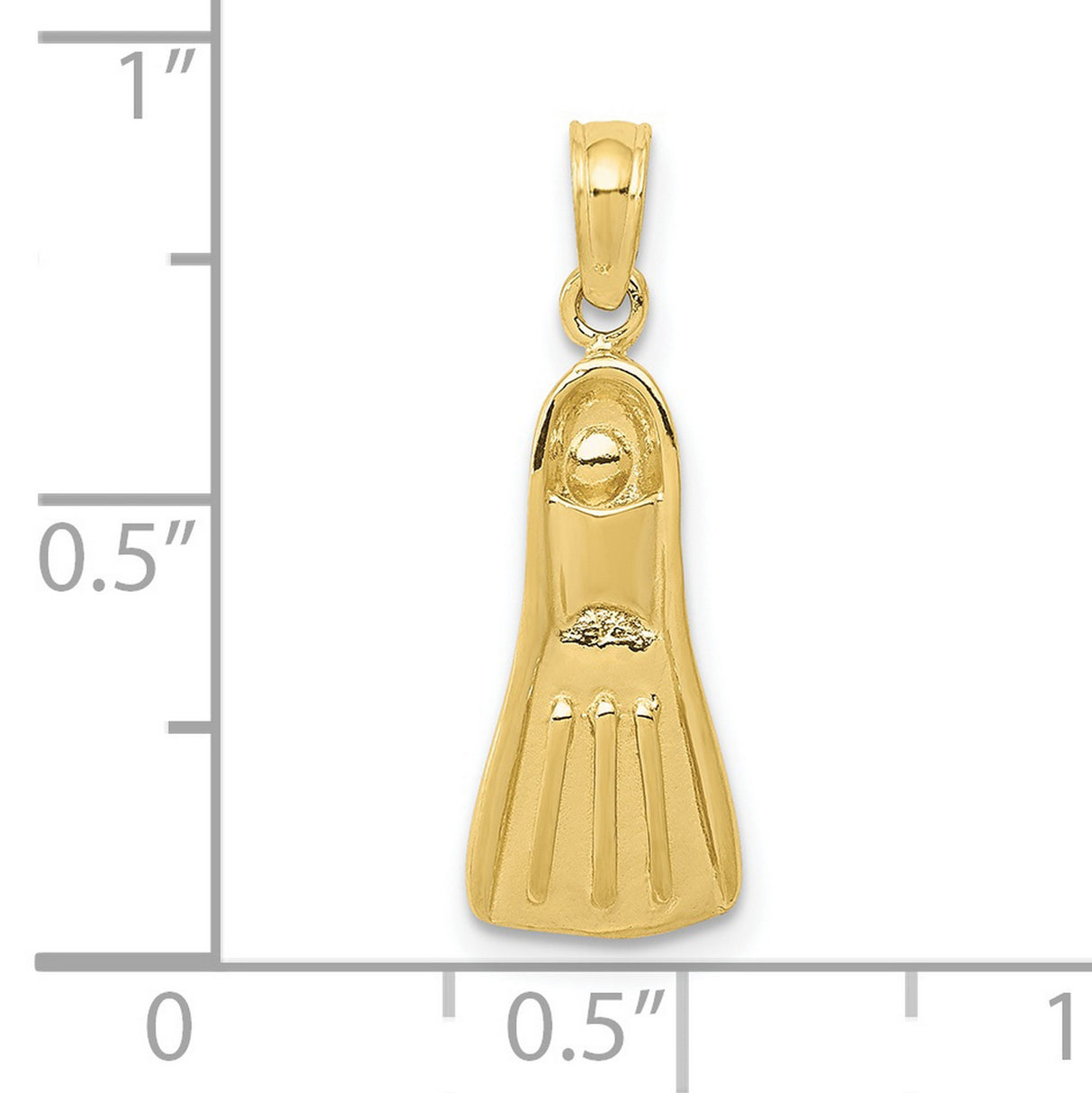 10k Yellow Gold Flipper Pendant, Scuba Diving Fin Charm, Nautical Jewelry for Ocean Lovers