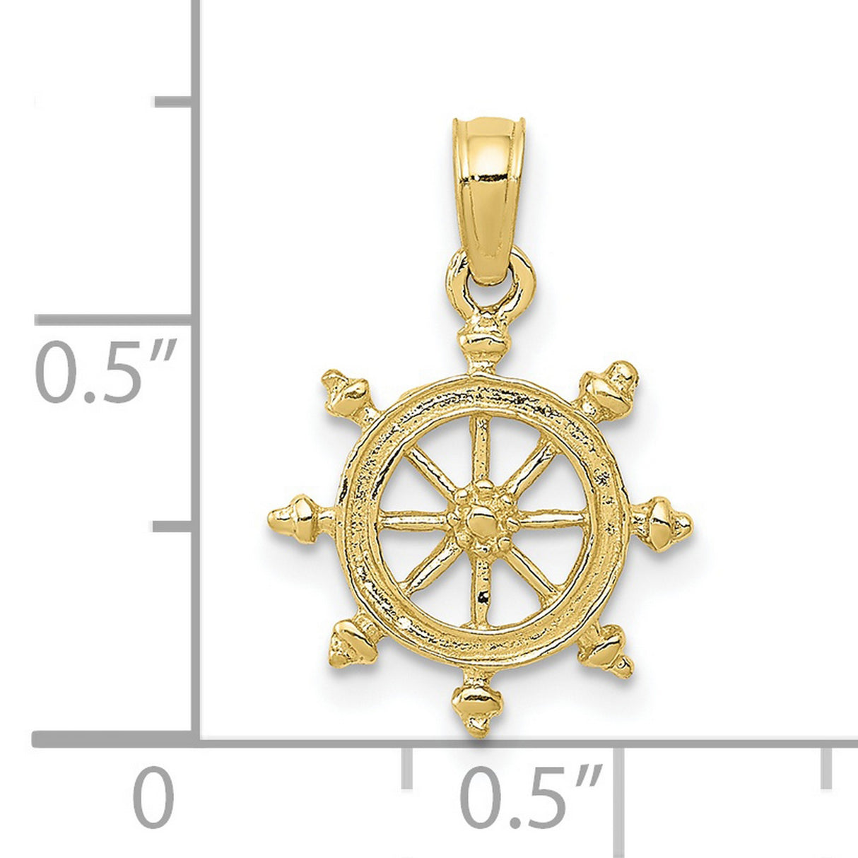 10k Yellow Gold Ship Helm Pendant, Nautical Maritime Charm for Men and Women