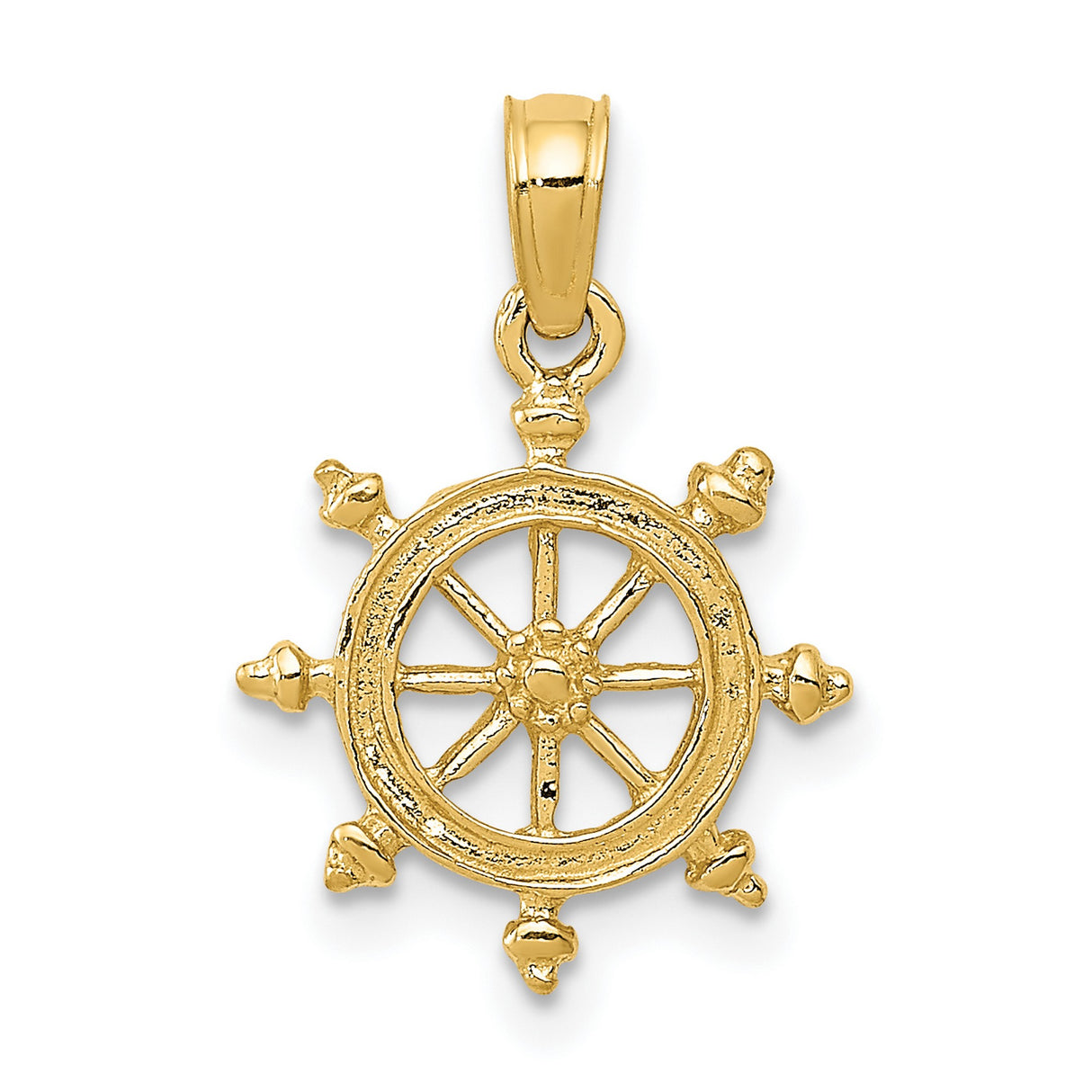 10k Yellow Gold Ship Helm Pendant, Nautical Maritime Charm for Men and Women