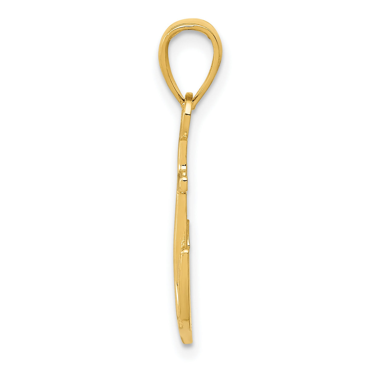 10k Yellow Gold Anchor Pendant with Cross Design, Nautical Christian Jewelry